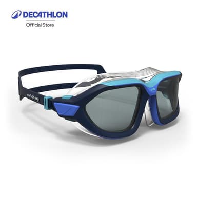 Decathlon Swimming Pool Mask Active Smoked Lenses แว่นตาว่ายน้ำ เลนส์สีเทาควันบุหรี่ รุ่น Active ขนาด S - Blue/Saphire