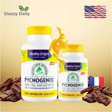 เฮลท์ตี้ ออริจินส์ พิคโนจินอล สารสกัดเปลือกสนฝรั่งเศส แคปซูล Healthy Origins Pycnogenol French Marine Pine Bark DD/กิ...