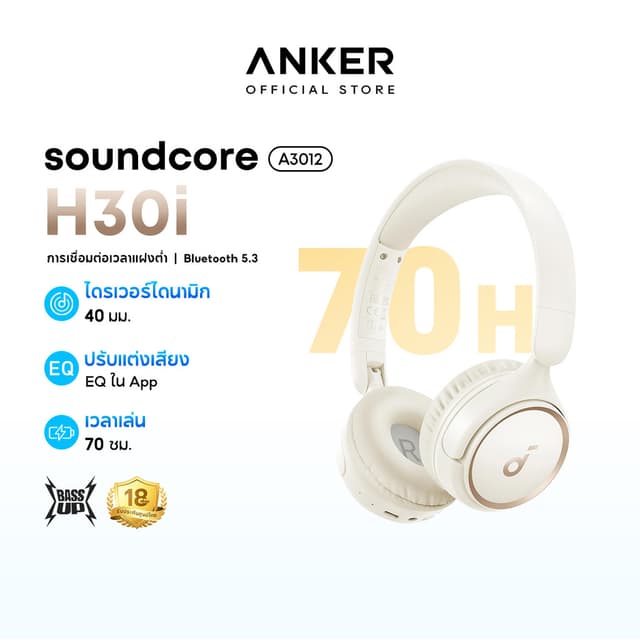 Soundcore H30i headphone Bluetooth 5.3 หูฟังบลูทูธไร้สาย หูฟังตัดเสียงรบกวน หูฟังไร้สาย A3012
