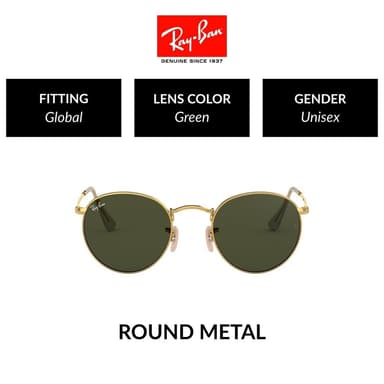 Ray-Ban Round Metal - RB3447 001 size 50 - sunglasses แว่นกันแดด