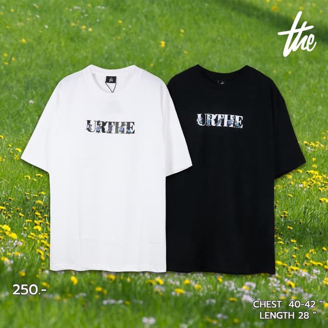 URTHE - เสื้อยืด สกรีนลาย รุ่น FLOWER BOX LOGO