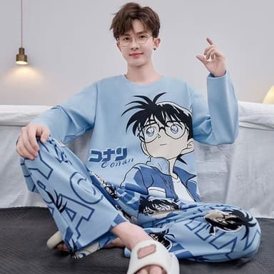 150~185cm,ชุดนอนชาย,ชุดนอนวัยรุ่น,ลายหล่อลายการ์ตูน,เสื้อแขนยาว+กางเกงขายาว