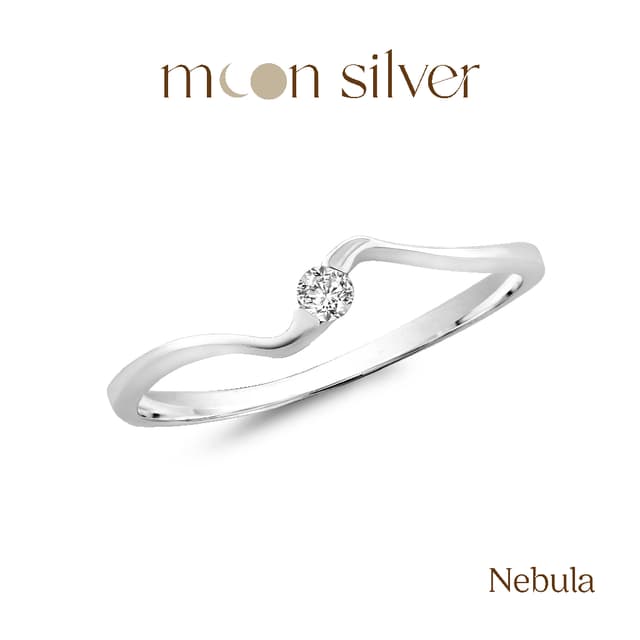 Moonsilver แหวนรุ่น Nebula แหวนเงินแท้925 ฝังเพชร CZ แหวนมิน