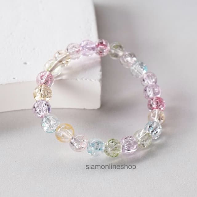 ICE CRACKED AGATE หินเกล็ดหิมะแบบหลากสี หินแต่งสี ขนาด 8 มม.
