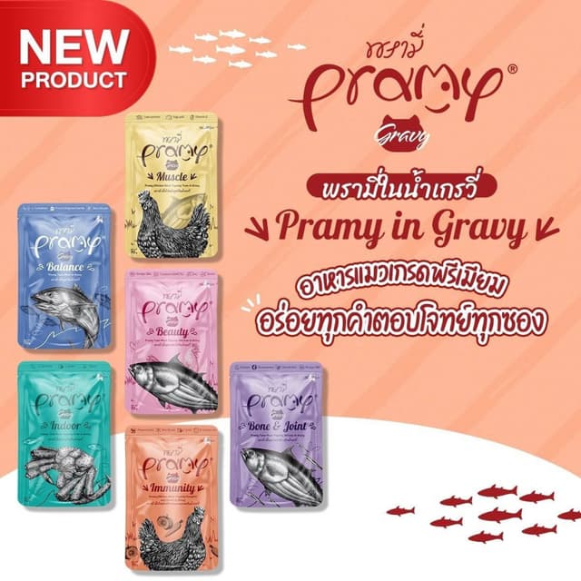 [12ซอง] Pramy in Gravy อาหารเปียกแมว พรามี่ ในน้ำเกรวี่ สำหร