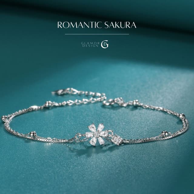 GLAMOR✨สร้อยข้อมือเงินแท้ Romantic Sakura สร้อยข้อมือเพชร กํ