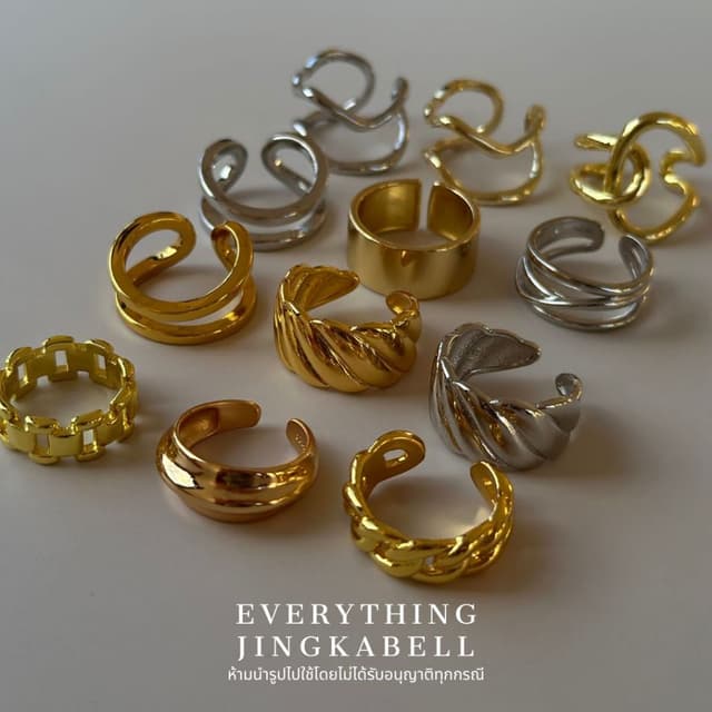 🔥พร้อมส่ง🔥แหวนเงินแท้ 92.5% ชุบทองเหลือง 24K แหวนทองสายฝอ【