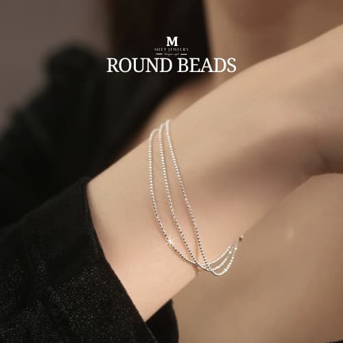 MEET💕กำไลเงิน Round Beads กำไลเงินแท้ สร้อยข้อมือปรับได้ กำ