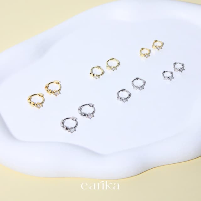 earika.earrings - starlight hoop ต่างหูห่วงก้านเงินแท้ชุบทอง