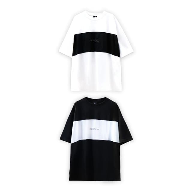 URTHE - เสื้อยืด แขนสั้น รุ่น ตัดต่อ OVERSIZE