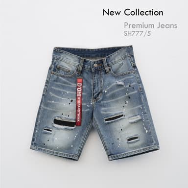 กางเกงขาสั้นผู้ชาย กางเกงยีนส์ แฟชั่นสไตล์เกาหลี แต่งขาด สลัดสี 777/5