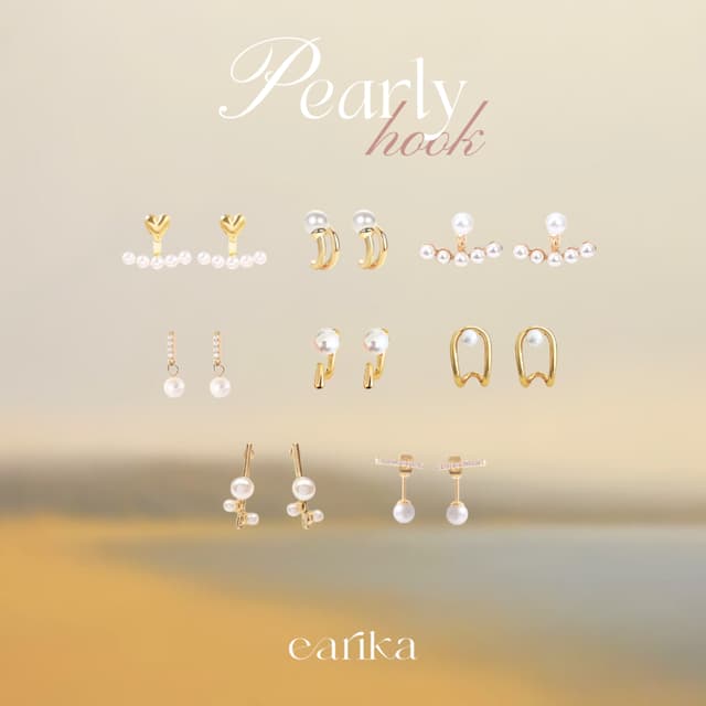 earika.earrings - pearly hook ต่างหูห้อยไข่มุกก้านเงินแท้ชุบ