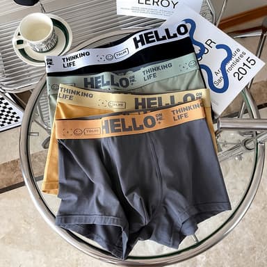เซ็ต 3/5 ตัว】ชุดชั้นในแฟชั่นบุรุษ A47 กางเกงในบ็อกเซอร์ชาย HELLO กางเกงชั้นในชาย ระบายอากาศได้ดี ผ้านุ่ม ใส่สบาย