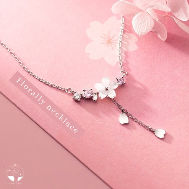 MNL💗Florally จี้ดอกไม้ สีชมพูขาว ยกมาทั้งสวน สร้อยคอแฟชั่นเ