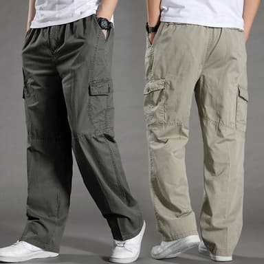 2011#BIG SIZE กางเกงขายาวยางยืดหลายกระเป๋าสไตล์ใหม่ล่าสุดปี 2026