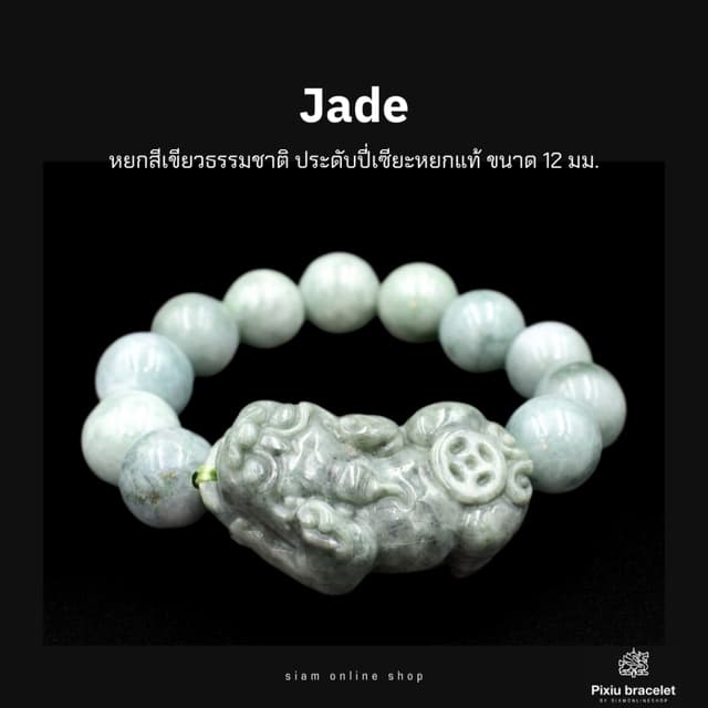 JADE หยกพม่าแท้ โทนสีเขียวธรรมชาติ ประดับปี่เซียะหยกแท้ ขนาด