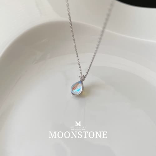 MEET💕สร้อยคอเงิน Moonstone สร้อยเปลี่ยนสี สร้อยคอเพชร สร้อย