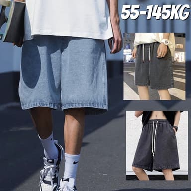 ⚡HOT⚡กางเกงขาสั้นผู้ชายไซส์ใหญ่ 50-150kg กางเกงยีนส์ขาสั้นผู้ชาย เอวยางยืด ทรงหลวม สไตล์เกาหลี จัดส่งรวดเร็ว