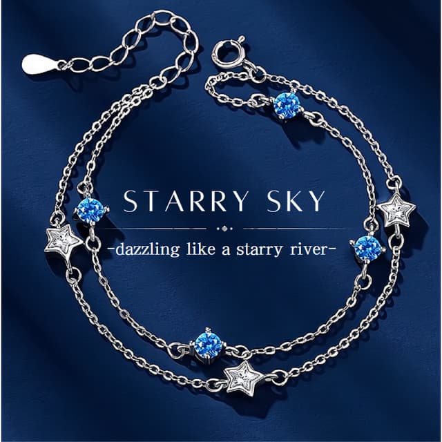 MEET💕กำไลเงิน Starry sky กำไลเงินแท้ สร้อยข้อมือปรับได้ กำไ