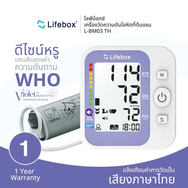 (พร้อมส่ง) Lifebox เครื่องวัดความดันโลหิต ระบบเสียงพูดภาษาไท