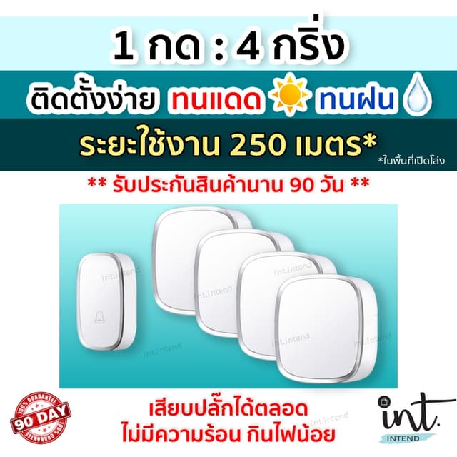 [มีคลิปการใช้งาน] กริ่งไร้สาย กริ่งบ้าน ออดบ้าน ออดบ้านไร้สา