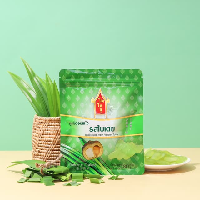 ลูกชิดอบแห้งไทโกกุ รสใบเตย (Premium Grade) 80กรัม หวานน้อย ห