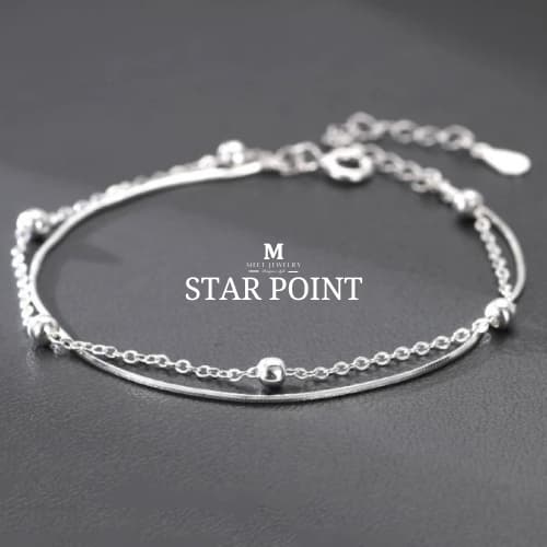 MEET💕พร้อมส่ง กำไลคู่ Star Point กำไลเงินแท้ สร้อยข้อมือปรั