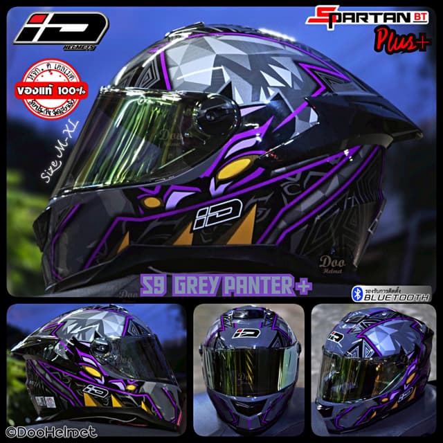 Grey PanterPlus  หมวกกันน็อคเต็มใบ Index ID Spartan ล่าสุด 2
