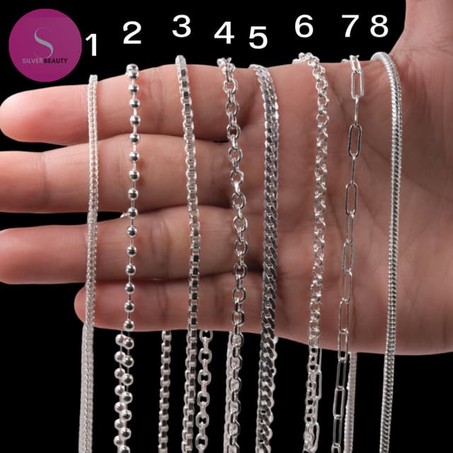 8ลายตะขอหัวจรวด silver beauty  สร้อยคอเงินแท้92.5% ขนาด 1บาท