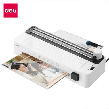 Deli รุ่น ET109 และ GQ400 เครื่องเคลือบ เครื่องเคลือบบัตร A4 3 in 1 แถมฟรี ที่ตัดกระดาษ 3รูปแบบ และที่เจาะรู Laminator