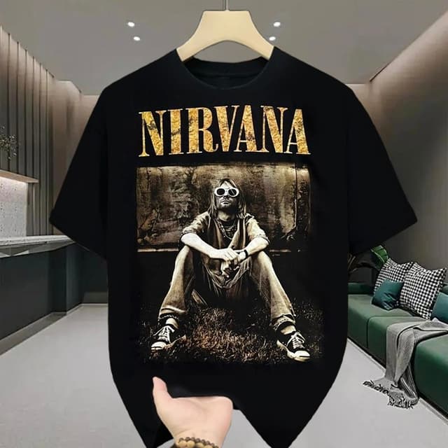 เสื้อยืดผู้ชายเท่ๆ คอกลมแขนสั้น สกรีนลายวงดนตรีสุดเท่ เสื้อว