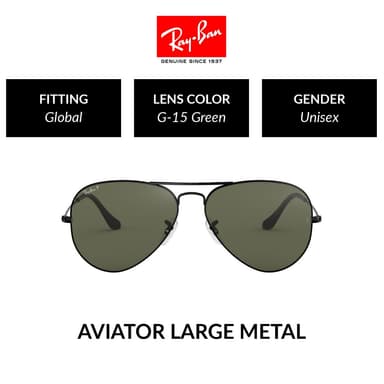 Ray-Ban Aviator Large Metal Polarized- RB3025 002/58 -sunglasses แว่นกันแดด