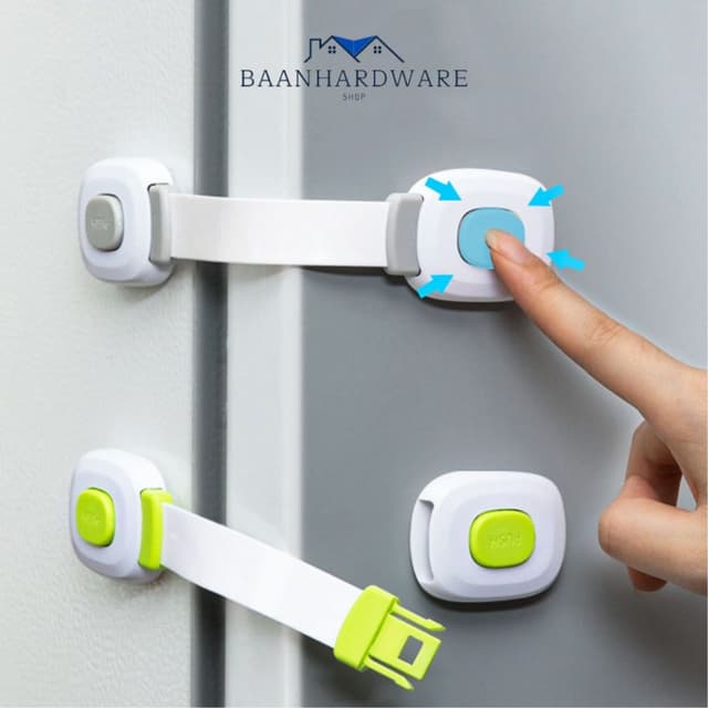 BAANHARDWARE ที่ล็อคประตู ที่ล็อคตู้เย็น ตัวล็อคลิ้นชัก สายล