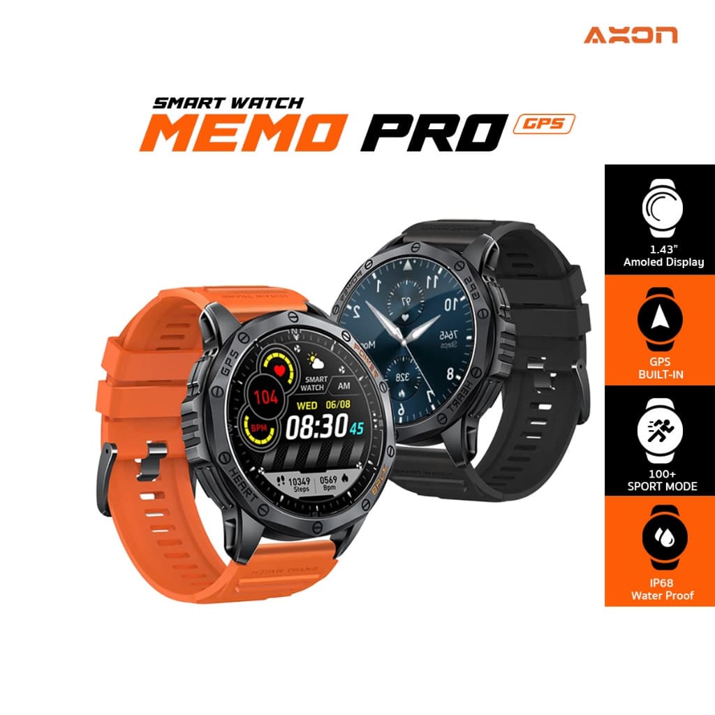 AXON Memo Pro GPS Smart Watch เพื่อสุขภาพ AMOLED 1.43" GPS โทรได้ วัดชีพจร SpO2 รับประกัน 2 ปี https://wayoza.com