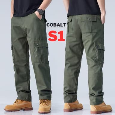 COBALT S1 กางเกงคาร์โก้ 6 กระเป๋า ผ้าคอตตอน ผ้าหนา เอว 28-44 นิ้ว
