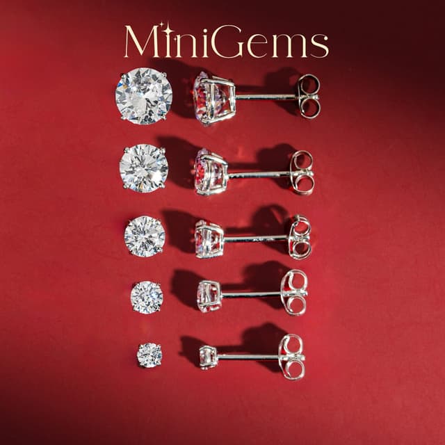 Mini Gems ต่างหูเพชรสวิส CZ ต่างหูเงินแท้ 92.5 เกรดพรีเมี่ยม