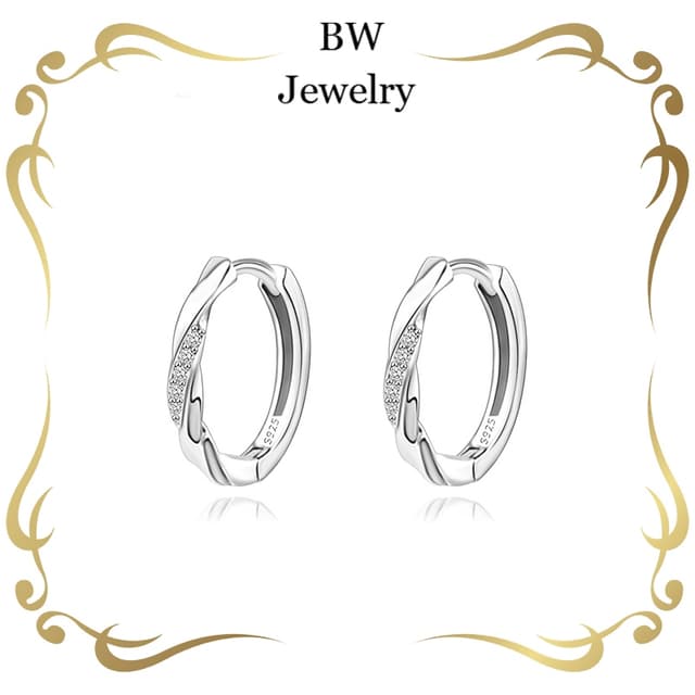 [ราคาต่อคู่]ต่างหูเงินZirconTpiral ต่างหูเงินแท้925 ตุ้มหูเพ