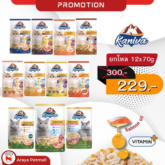 *ยกกล่อง 12ซอง x70g.* Kaniva Pouch อาหารเปียกแมว คานิว่า
