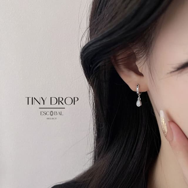 ESCOBAL ต่างหูเงินแท้ Tiny Drop ต่างหูเพชร ต่างหูแฟชั่น ต่าง