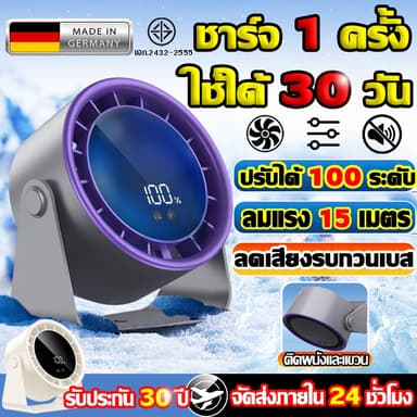 💎รับประกัน30ปี💎พัดลมตั้งโต๊ะ พัดลมไฟฟ้า พัดลมเล็ก คุมลมอัจฉริยะ100ระดับ พัดลมไร้เสียง พัดลมเล็กต้ังโต๊ะ table fan