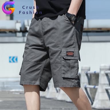 Crush กางเกงขาสั้นลำลองผู้ชายไซส์ M-4XLเอวยางยืดกระเป๋าข้างผ้าดีคุณภาพดีและราคาถูก แฟชั่นชาย สีไม่ตก กางเกงสแล็ค