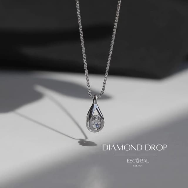 ESCOBAL สร้อยเพชร Diamond Drop สร้อยเงิน จี้เพชรหยดน้ำ สร้อย