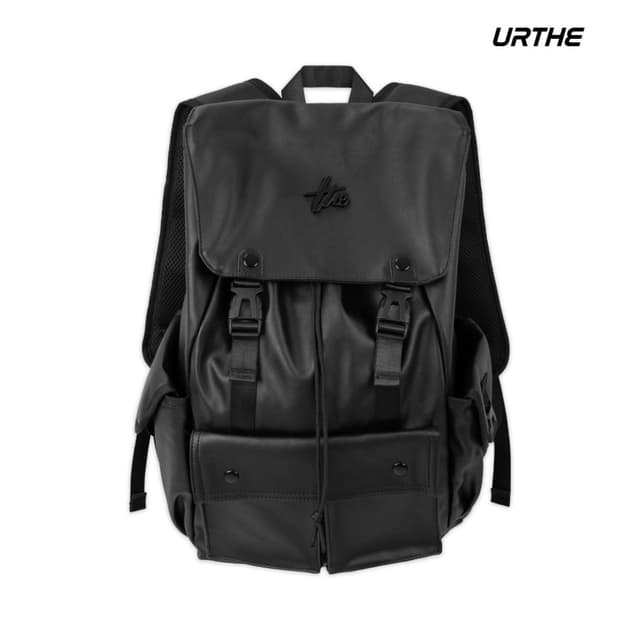 URTHE - กระเป๋าเป้ แบ็คแพ็ค หนังPU รุ่น RORDOR BLACK PU BACK