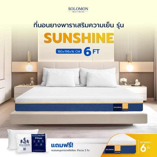 SOLOMON ที่นอนยางพารา ลดแรงกดทับ บอกลาอาการปวดหลัง สัมผัสนุ่