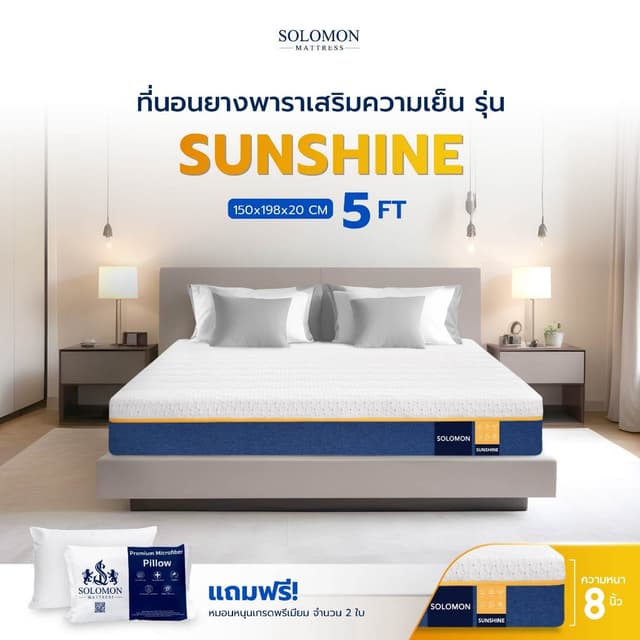 SOLOMON ที่นอนยางพารา ลดแรงกดทับ บอกลาอาการปวดหลัง สัมผัสนุ่