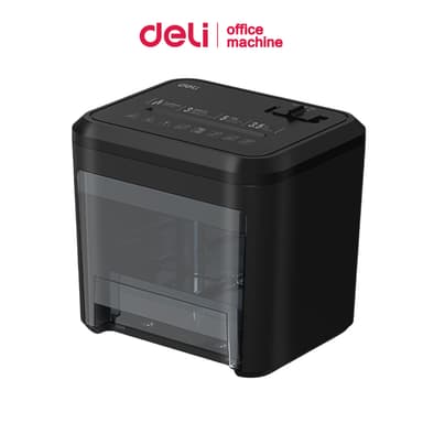 Deli เครื่องทำลายเอกสาร อัตโนมัติ 3.5L A4 พับครึ่ง 3 แผ่น 4x28mm ตัวถังใส ตั้งโต๊ะ Paper Shredder