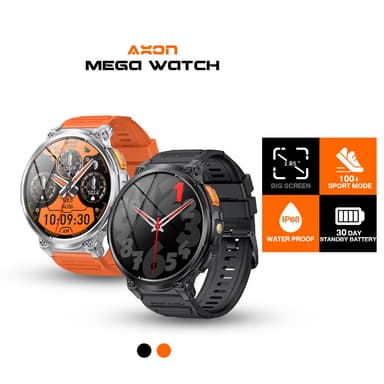 AXON Mega Smart Watch นาฬิกาเพื่อสุขภาพ จอใหญ่สุด IPS 1.85" โทรได้ วัดชีพจร SpO2 ประกัน 2 ปี