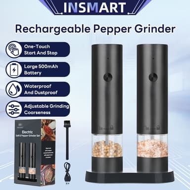 INSMART เครื่องบดไฟฟ้า เครื่องบดพริกไทยไฟฟ้า ปรับความหยาบ วัสดุเกรดอาหาร ปลอดภัยใช้งานง่าย ทนทาน