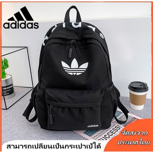 Adida_s ไนล่อนกระเป๋าเป้สะพายหลังกันน้ำสวมใส่แฟชั่นกระเป๋าสะ