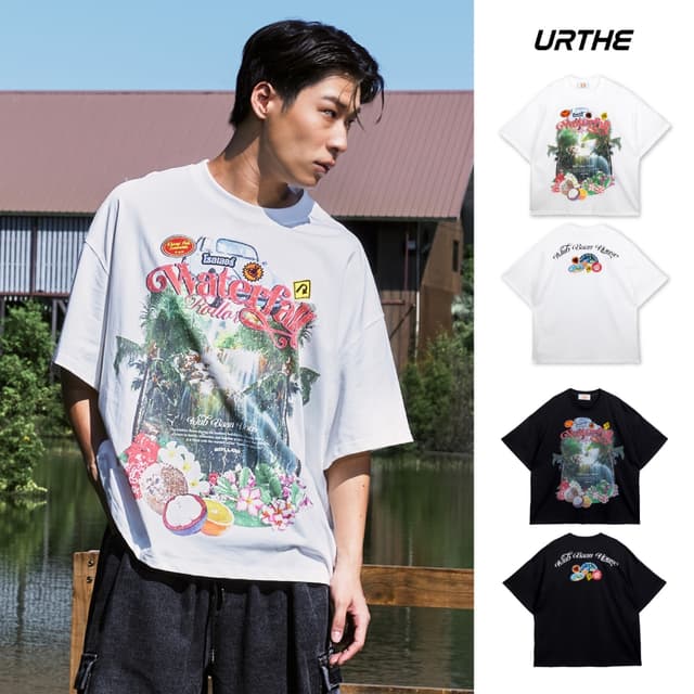 URTHE - เสื้อยืด สกรีนลาย รุ่น WATERFALL TEE - Col. ROLLOR K